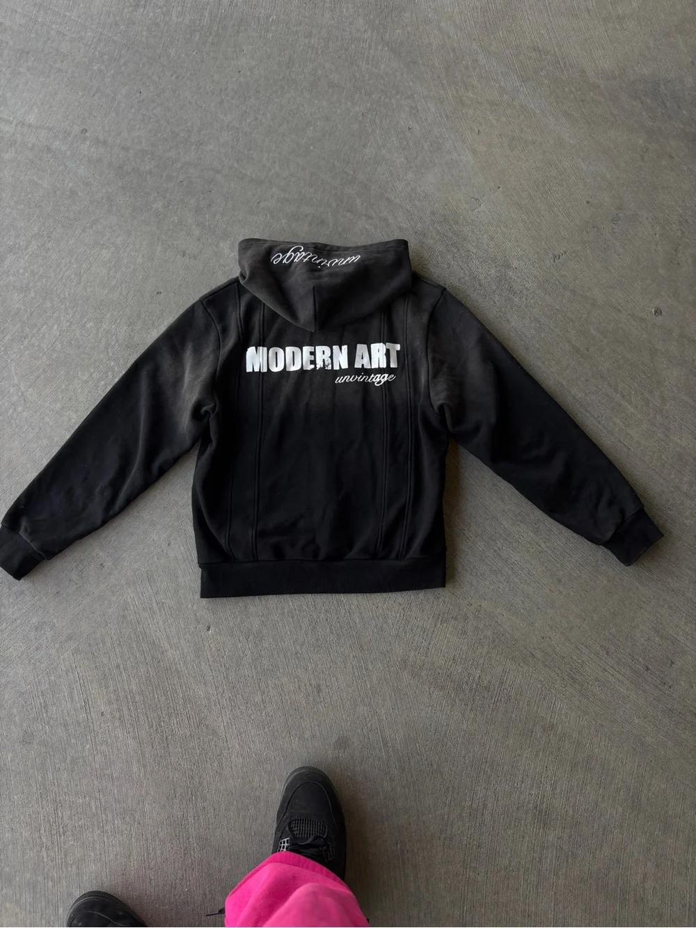 Vintage Black Modern Art Crewneck Hoodie - Men